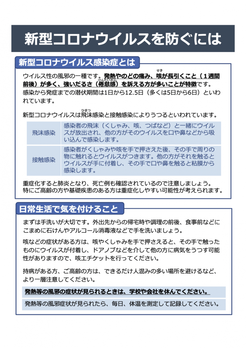 新型コロナウイルスの厚労省資料1