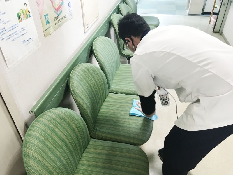 改装中も引き続き消毒を徹底しております