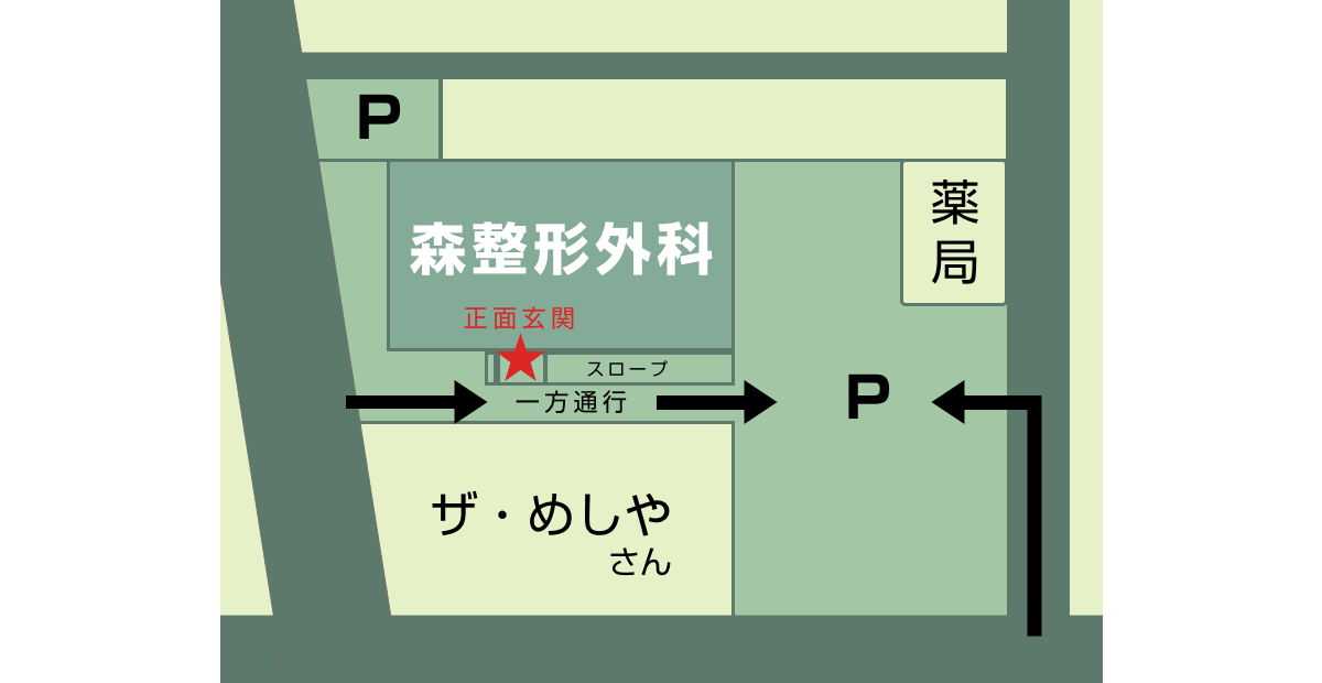 愛知県一宮市の森整形外科の駐車場見取り図