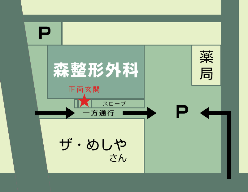 愛知県一宮市の森整形外科の駐車場見取り図